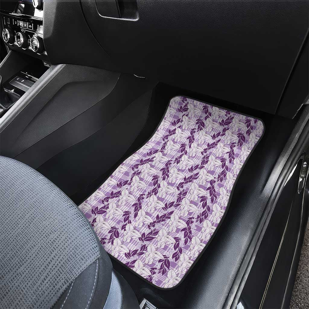 Hawaii Ti Leaf Maile Tuberose Lei Car Mats With Hanalei Leaf Purple LT05 - Polynesian Pride