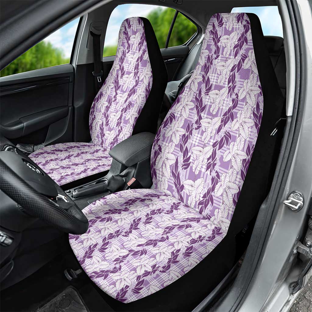 Hawaii Ti Leaf Maile Tuberose Lei Car Seat Cover With Hanalei Leaf Purple LT05 - Polynesian Pride