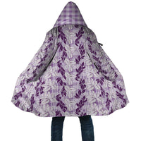 Hawaii Ti Leaf Maile Tuberose Lei Cloak With Hanalei Leaf Purple