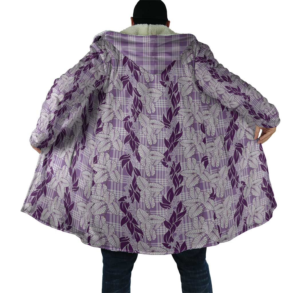 Hawaii Ti Leaf Maile Tuberose Lei Cloak With Hanalei Leaf Purple