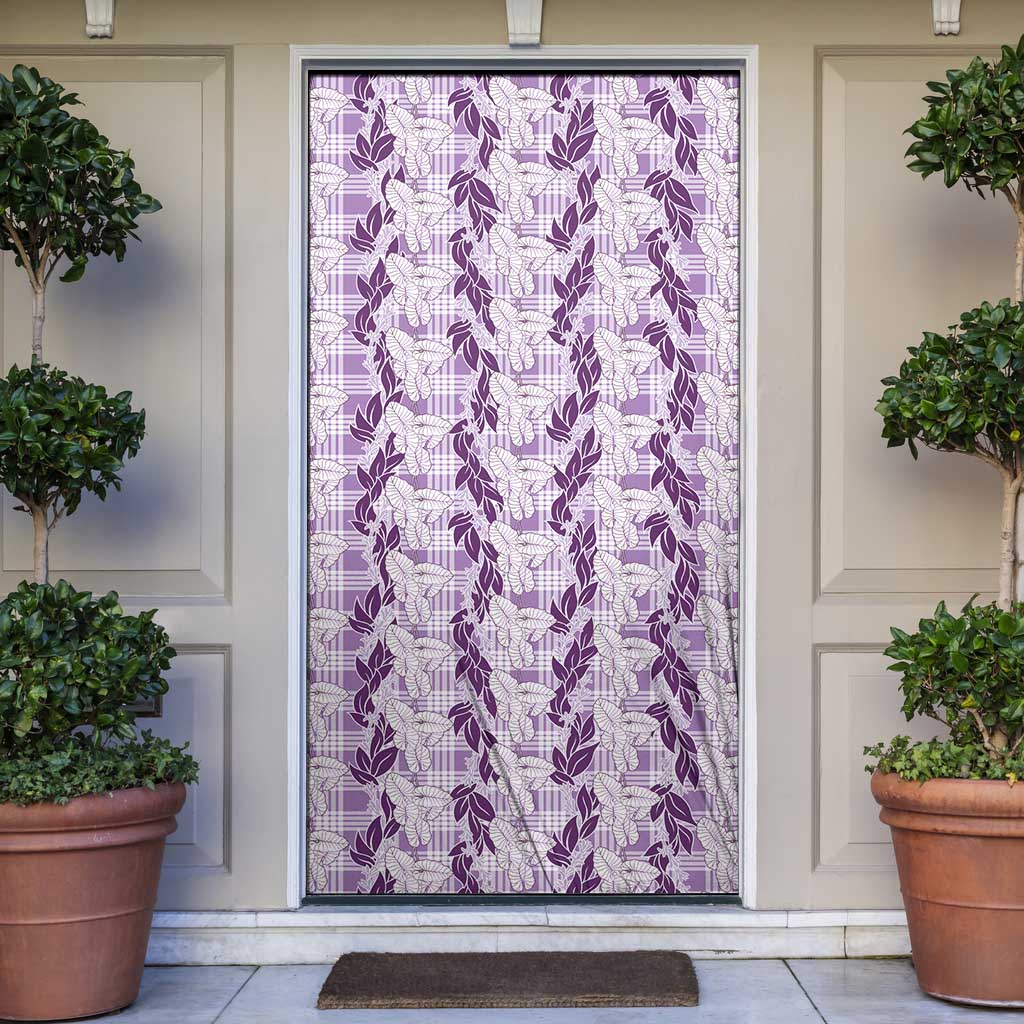 Hawaii Ti Leaf Maile Tuberose Lei Door Cover With Hanalei Leaf Purple LT05 Purple - Polynesian Pride