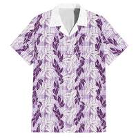 Hawaii Ti Leaf Maile Tuberose Lei Family Matching Summer Maxi Dress and Hawaiian Shirt With Hanalei Leaf Purple