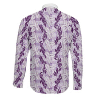 Hawaii Ti Leaf Maile Tuberose Lei Family Matching Summer Maxi Dress and Hawaiian Shirt With Hanalei Leaf Purple