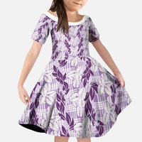 Hawaii Ti Leaf Maile Tuberose Lei Family Matching Tank Maxi Dress and Hawaiian Shirt With Hanalei Leaf Purple