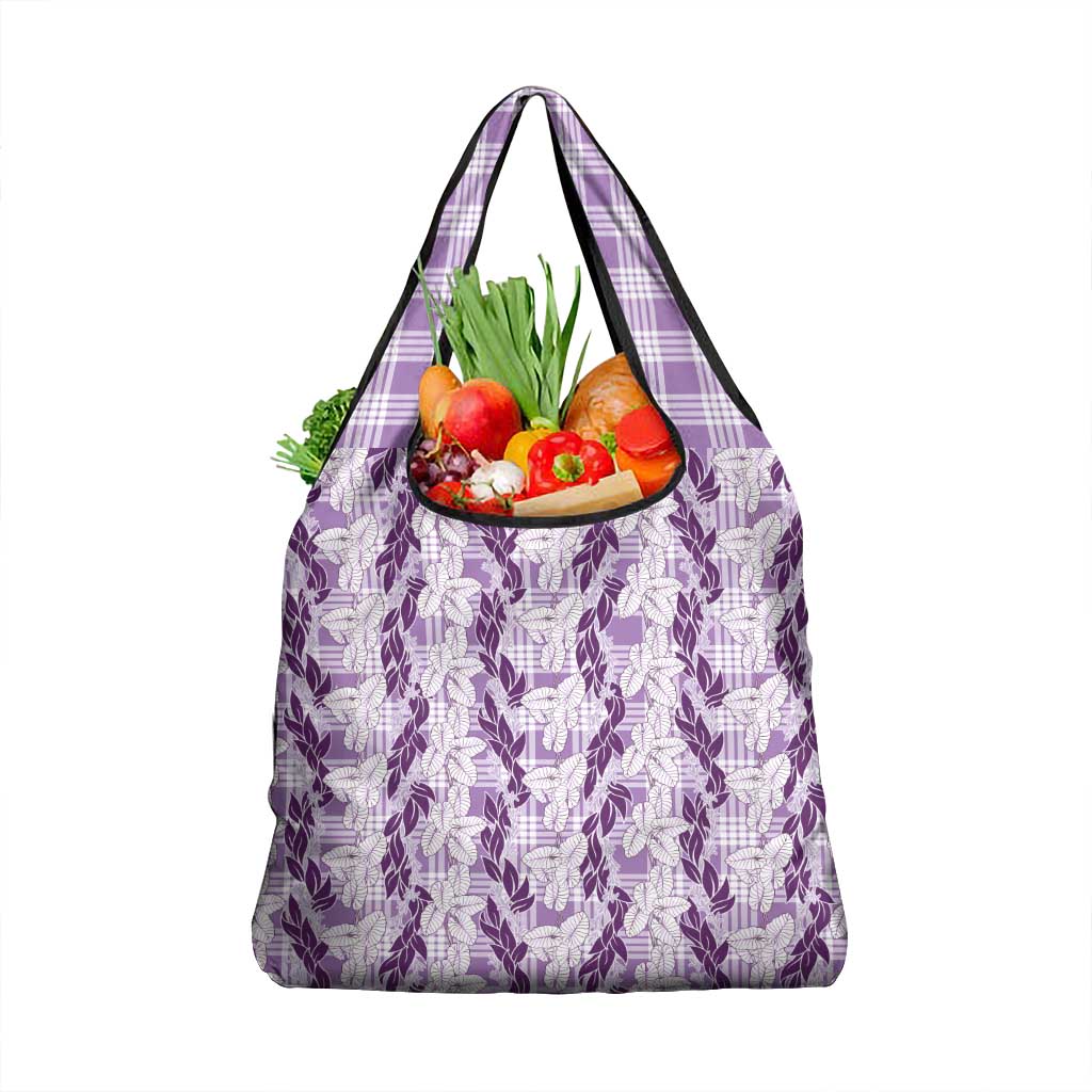 Hawaii Ti Leaf Maile Tuberose Lei Grocery Bag With Hanalei Leaf Purple LT05 1-pack One Size Purple - Polynesian Pride