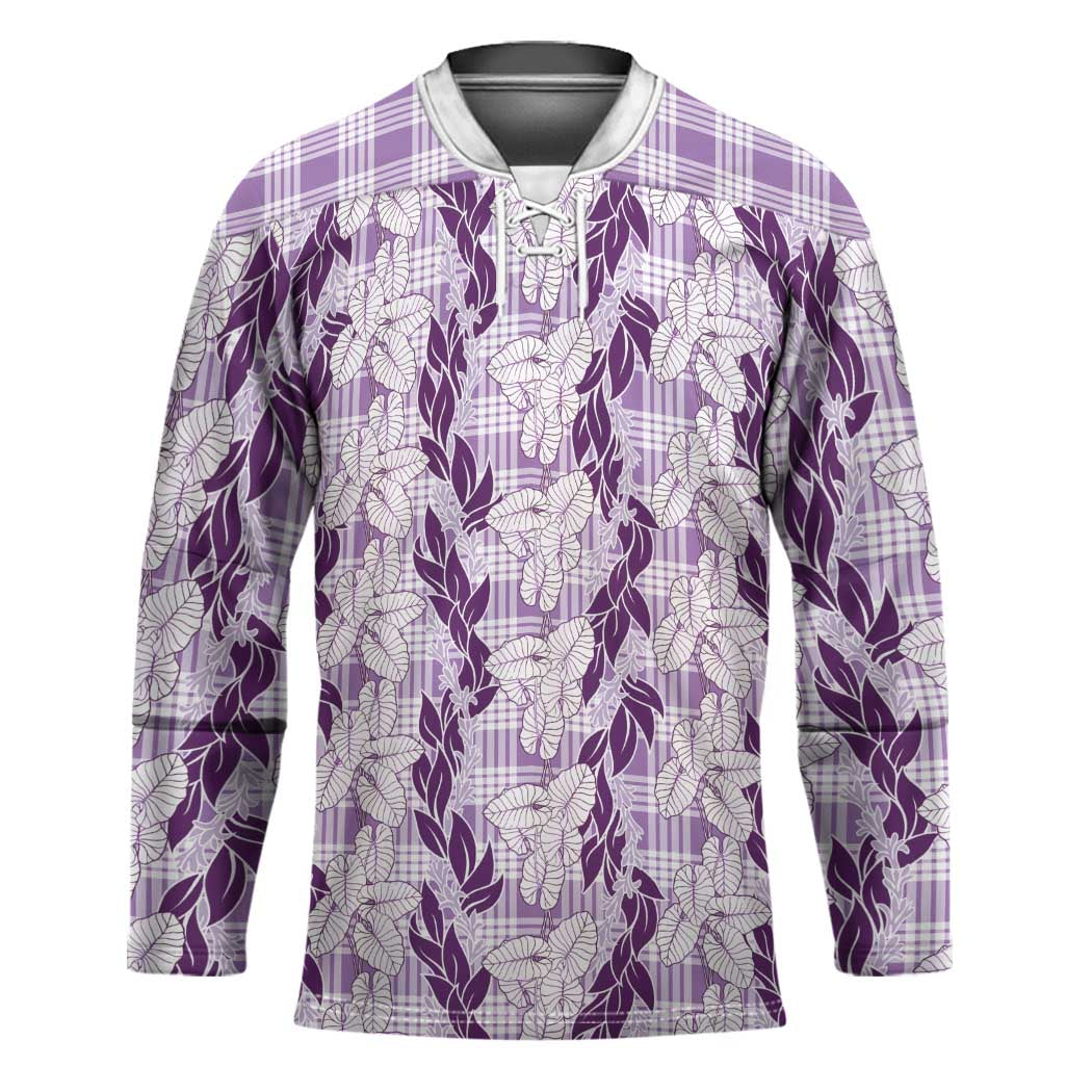 Hawaii Ti Leaf Maile Tuberose Lei Hockey Jersey With Hanalei Leaf Purple LT05 Unisex Purple - Polynesian Pride