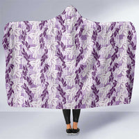 Hawaii Ti Leaf Maile Tuberose Lei Hooded Blanket With Hanalei Leaf Purple LT05 One Size Purple - Polynesian Pride