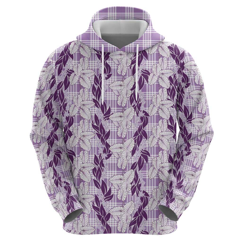 Hawaii Ti Leaf Maile Tuberose Lei Hoodie With Hanalei Leaf Purple LT05 - Polynesian Pride