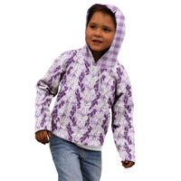 Hawaii Ti Leaf Maile Tuberose Lei Kid Hoodie With Hanalei Leaf Purple LT05 - Polynesian Pride