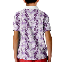 Hawaii Ti Leaf Maile Tuberose Lei Kid Polo Shirt With Hanalei Leaf Purple LT05 - Polynesian Pride