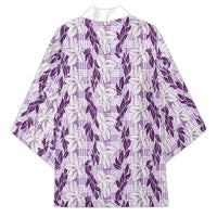 Hawaii Ti Leaf Maile Tuberose Lei Kimono With Hanalei Leaf Purple LT05 - Polynesian Pride