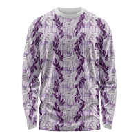 Hawaii Ti Leaf Maile Tuberose Lei Long Sleeve Shirt With Hanalei Leaf Purple LT05 Unisex Purple - Polynesian Pride