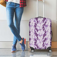 Hawaii Ti Leaf Maile Tuberose Lei Luggage Cover With Hanalei Leaf Purple LT05 - Polynesian Pride