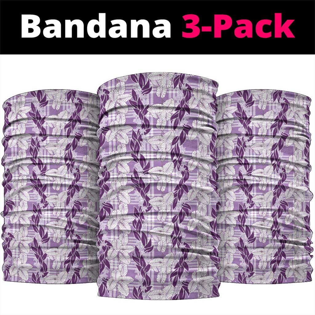 Hawaii Ti Leaf Maile Tuberose Lei Neck Gaiter With Hanalei Leaf Purple LT05 package One Size: 25*50cm Purple - Polynesian Pride