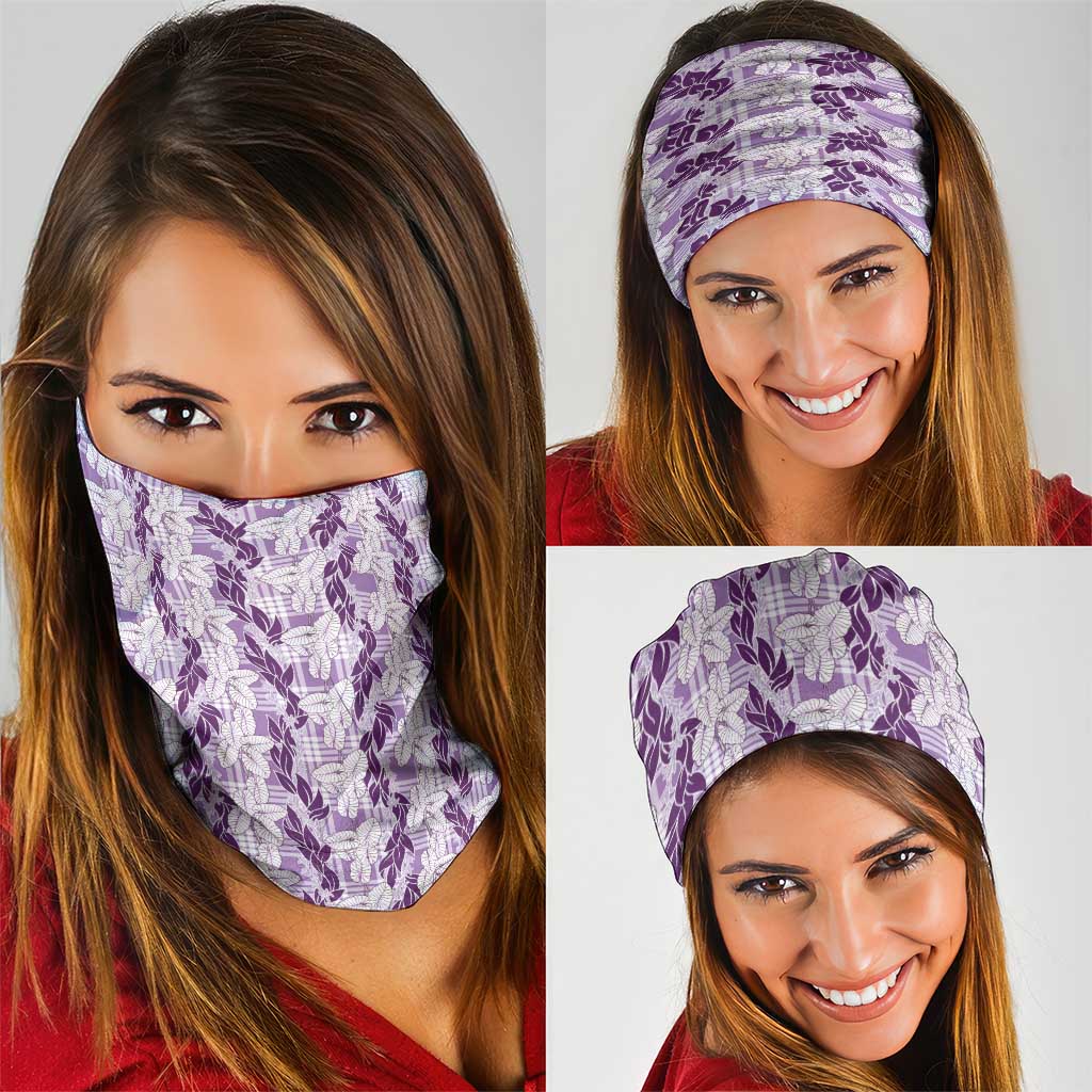 Hawaii Ti Leaf Maile Tuberose Lei Neck Gaiter With Hanalei Leaf Purple LT05 - Polynesian Pride