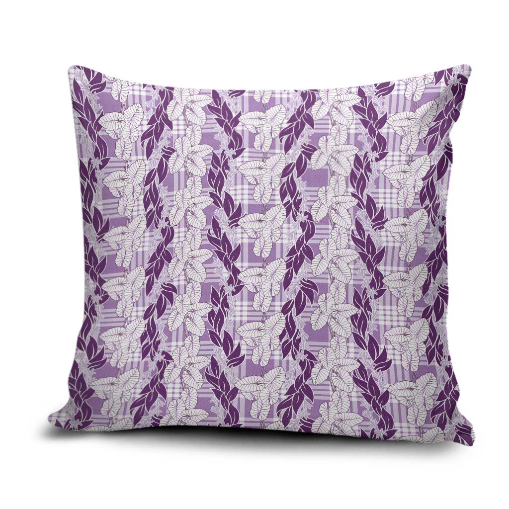 Hawaii Ti Leaf Maile Tuberose Lei Pillow Cover With Hanalei Leaf Purple LT05 Purple - Polynesian Pride
