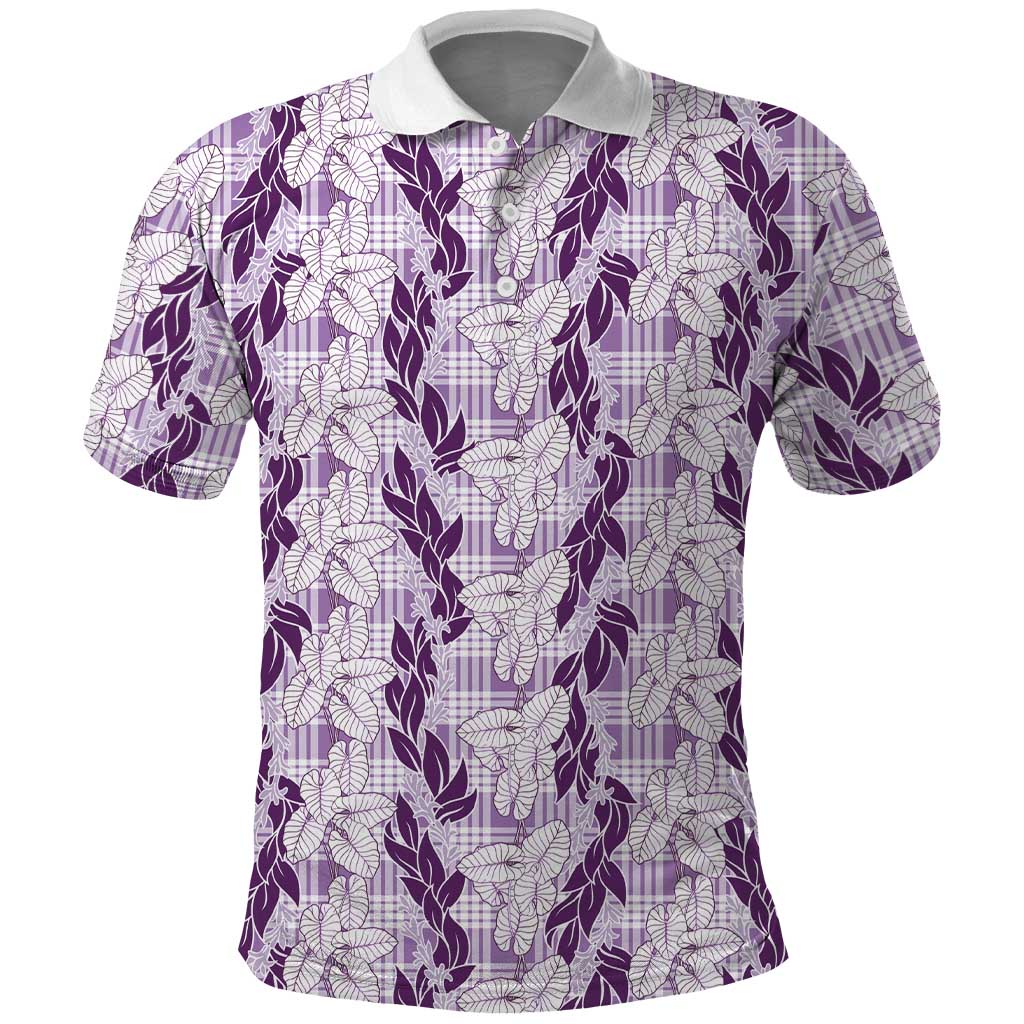 Hawaii Ti Leaf Maile Tuberose Lei Polo Shirt With Hanalei Leaf Purple LT05 Purple - Polynesian Pride