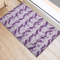 Hawaii Ti Leaf Maile Tuberose Lei Rubber Doormat With Hanalei Leaf Purple