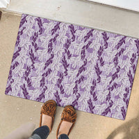 Hawaii Ti Leaf Maile Tuberose Lei Rubber Doormat With Hanalei Leaf Purple