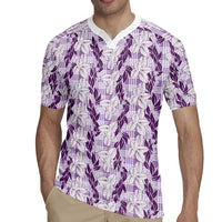 Hawaii Ti Leaf Maile Tuberose Lei Rugby Jersey With Hanalei Leaf Purple LT05 - Polynesian Pride