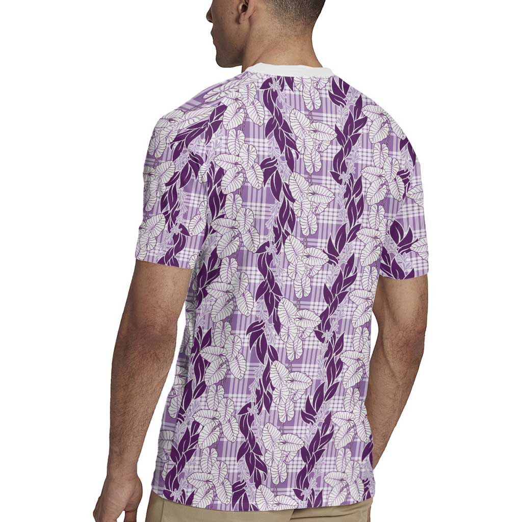 Hawaii Ti Leaf Maile Tuberose Lei Rugby Jersey With Hanalei Leaf Purple LT05 - Polynesian Pride