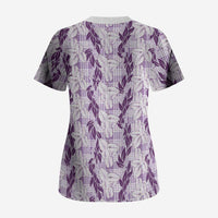 Hawaii Ti Leaf Maile Tuberose Lei Scrub Top With Hanalei Leaf Purple LT05 - Polynesian Pride