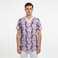 Hawaii Ti Leaf Maile Tuberose Lei Scrub Top With Hanalei Leaf Purple LT05 - Polynesian Pride