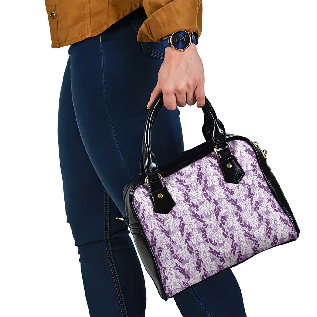 Hawaii Ti Leaf Maile Tuberose Lei Shoulder Handbag With Hanalei Leaf Purple LT05 - Polynesian Pride