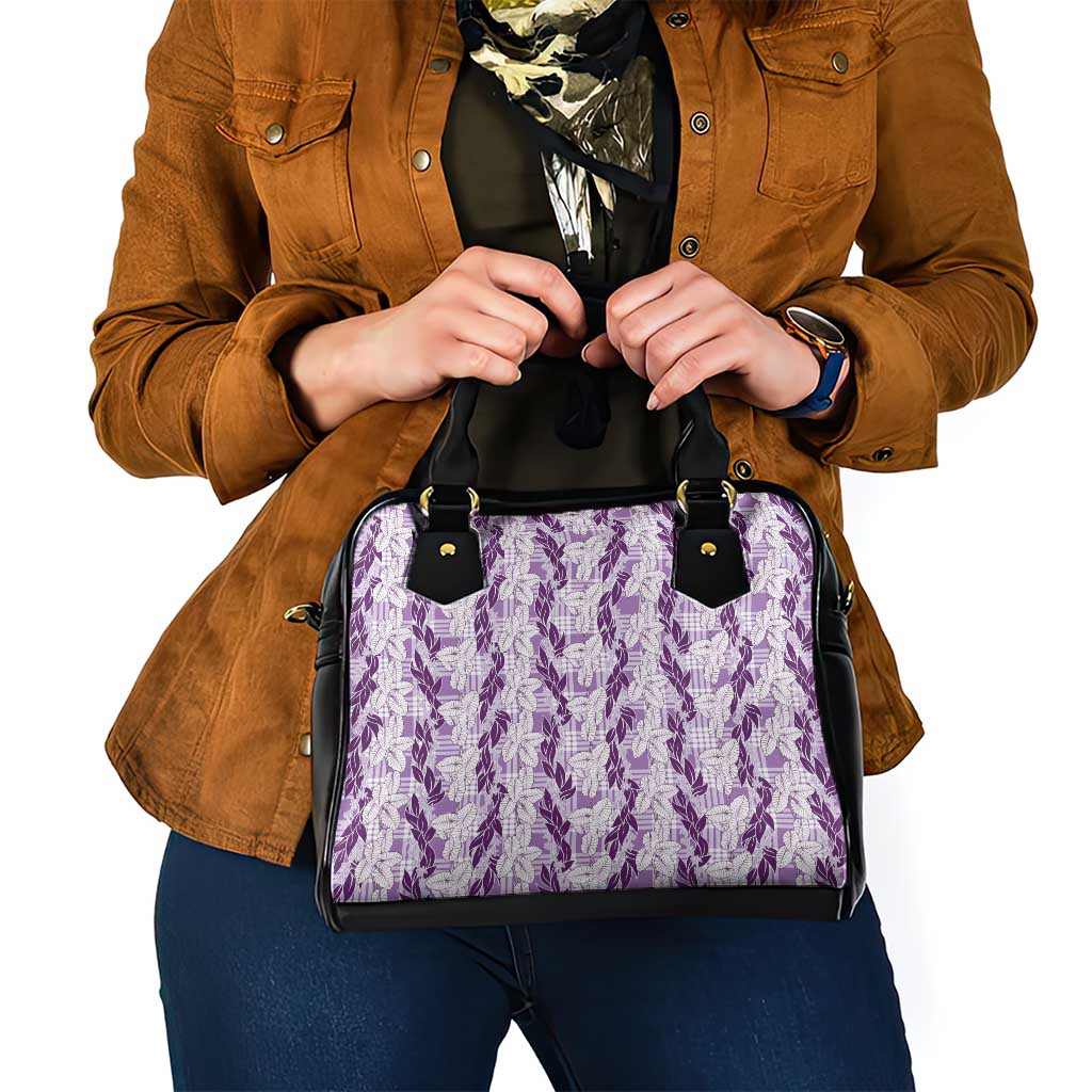 Hawaii Ti Leaf Maile Tuberose Lei Shoulder Handbag With Hanalei Leaf Purple LT05 - Polynesian Pride
