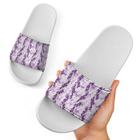 Hawaii Ti Leaf Maile Tuberose Lei Slide Sandals With Hanalei Leaf Purple LT05 - Polynesian Pride