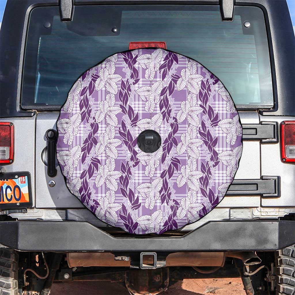 Hawaii Ti Leaf Maile Tuberose Lei Spare Tire Cover With Hanalei Leaf Purple LT05 Purple - Polynesian Pride