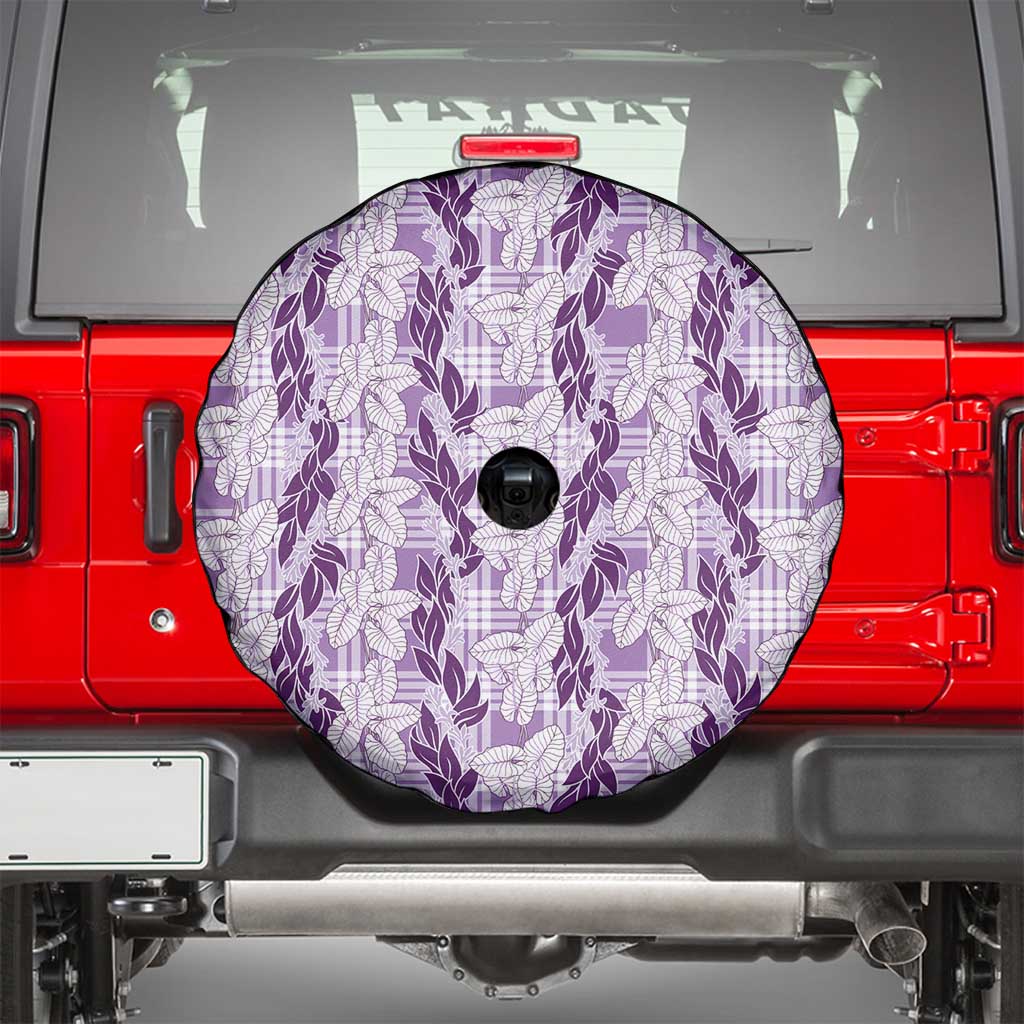 Hawaii Ti Leaf Maile Tuberose Lei Spare Tire Cover With Hanalei Leaf Purple LT05 - Polynesian Pride