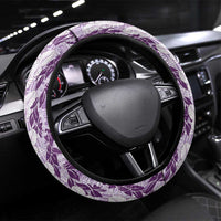 Hawaii Ti Leaf Maile Tuberose Lei Steering Wheel Cover With Hanalei Leaf Purple LT05 Universal Fit Purple - Polynesian Pride