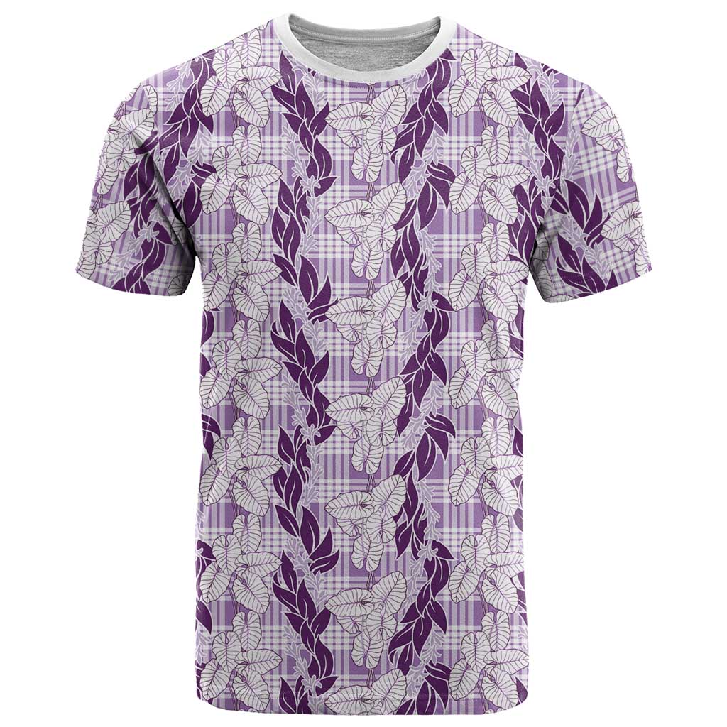 Hawaii Ti Leaf Maile Tuberose Lei T Shirt With Hanalei Leaf Purple LT05 Purple - Polynesian Pride