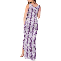 Hawaii Ti Leaf Maile Tuberose Lei Tank Maxi Dress With Hanalei Leaf Purple
