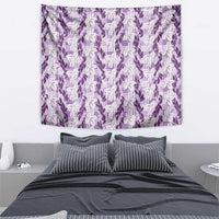 Hawaii Ti Leaf Maile Tuberose Lei Tapestry With Hanalei Leaf Purple