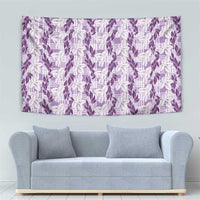 Hawaii Ti Leaf Maile Tuberose Lei Tapestry With Hanalei Leaf Purple
