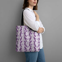 Hawaii Ti Leaf Maile Tuberose Lei Tote Bag With Hanalei Leaf Purple