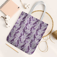 Hawaii Ti Leaf Maile Tuberose Lei Tote Bag With Hanalei Leaf Purple