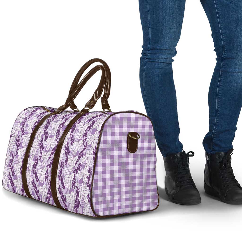 Hawaii Ti Leaf Maile Tuberose Lei Travel Bag With Hanalei Leaf Purple LT05 - Polynesian Pride