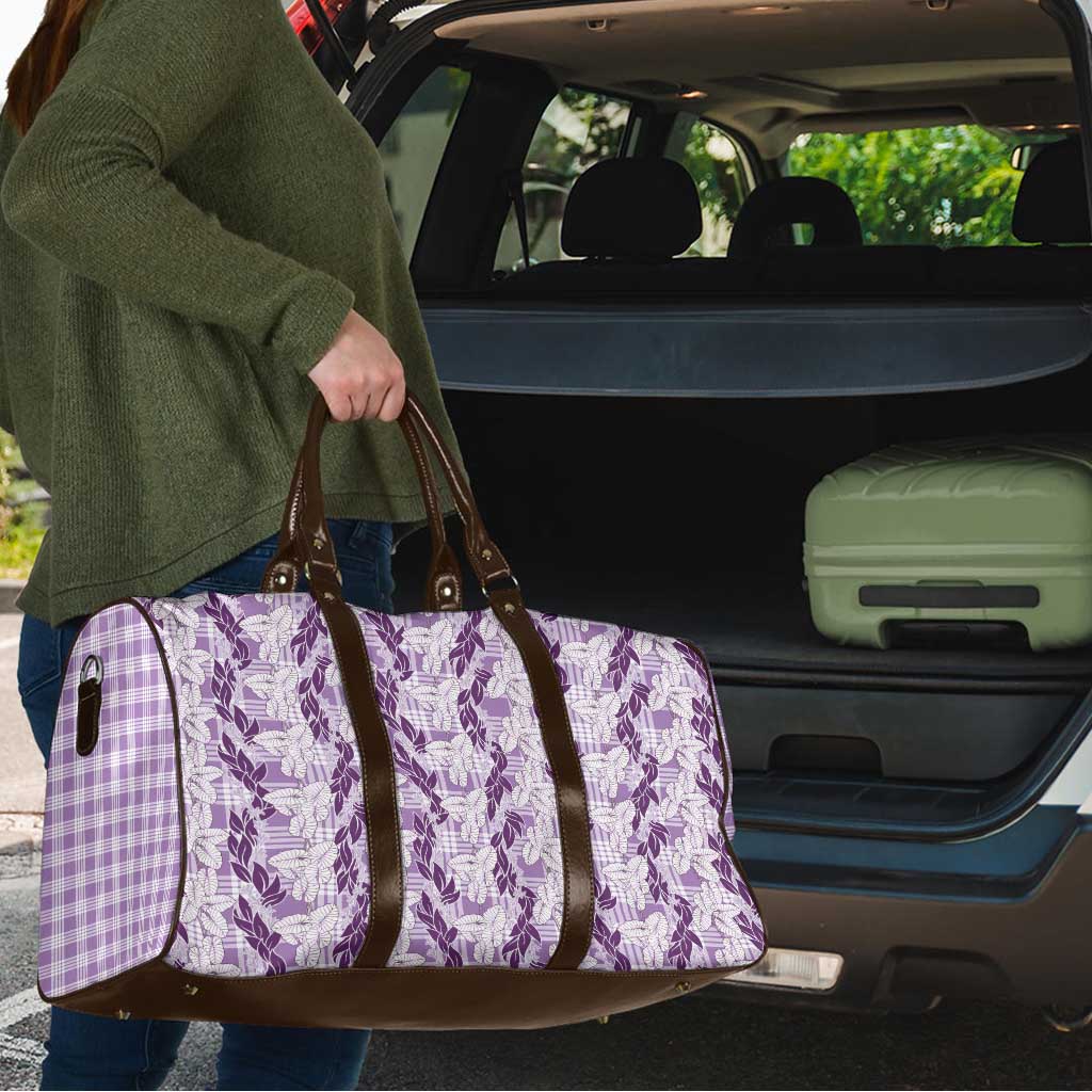 Hawaii Ti Leaf Maile Tuberose Lei Travel Bag With Hanalei Leaf Purple LT05 - Polynesian Pride