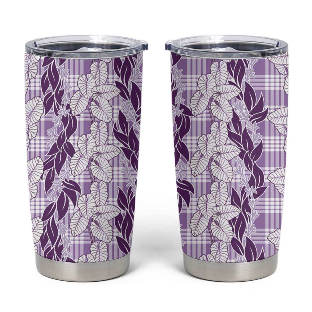 Hawaii Ti Leaf Maile Tuberose Lei Tumbler Cup With Hanalei Leaf Purple LT05 Purple - Polynesian Pride
