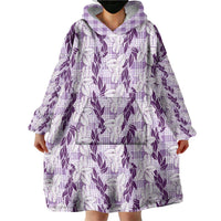 Hawaii Ti Leaf Maile Tuberose Lei Wearable Blanket Hoodie With Hanalei Leaf Purple LT05 - Polynesian Pride