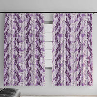Hawaii Ti Leaf Maile Tuberose Lei Window Curtain With Hanalei Leaf Purple LT05 With Hooks Purple - Polynesian Pride