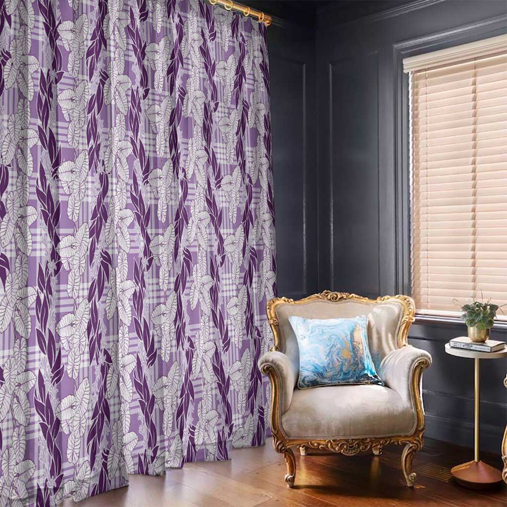 Hawaii Ti Leaf Maile Tuberose Lei Window Curtain With Hanalei Leaf Purple LT05 - Polynesian Pride