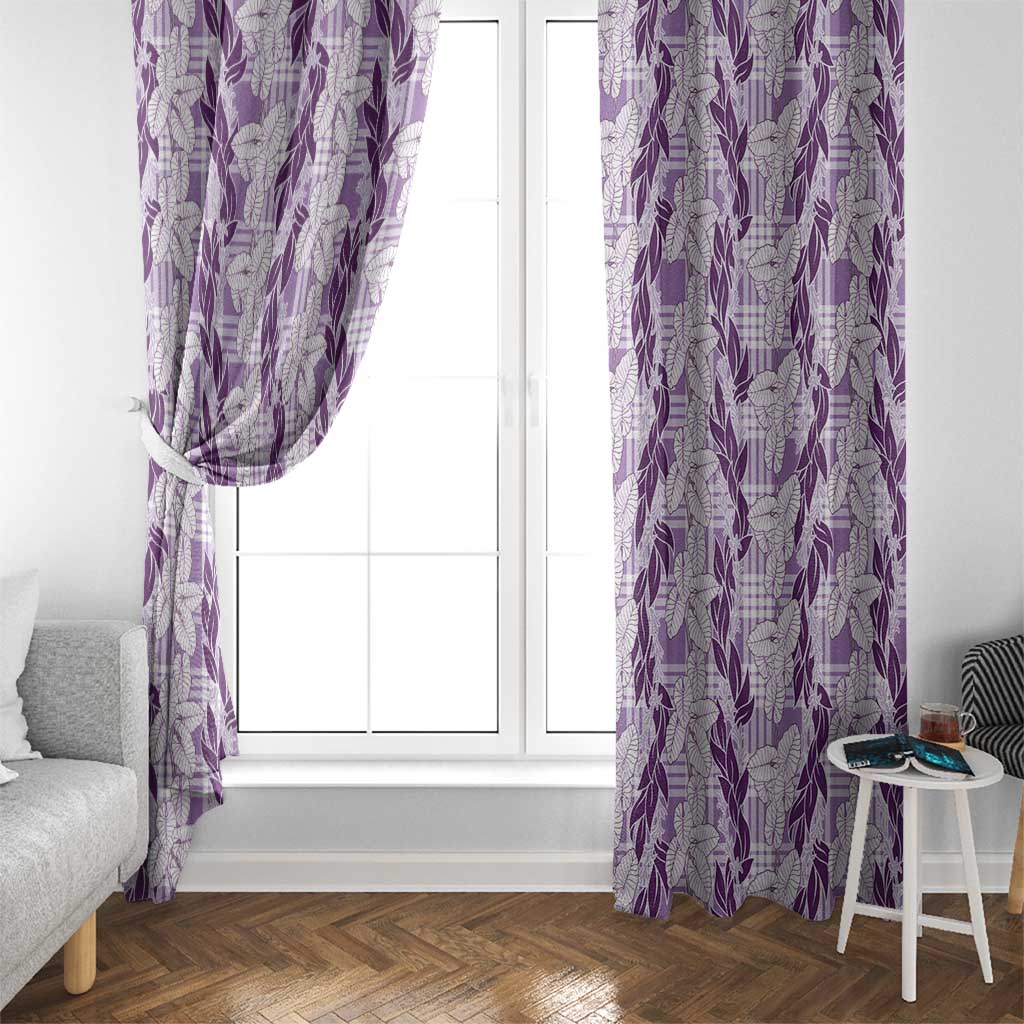 Hawaii Ti Leaf Maile Tuberose Lei Window Curtain With Hanalei Leaf Purple LT05 - Polynesian Pride