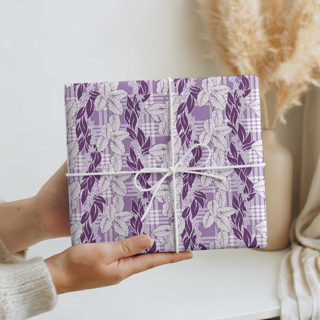 Hawaii Ti Leaf Maile Tuberose Lei Wrapping Paper With Hanalei Leaf Purple LT05 - Polynesian Pride