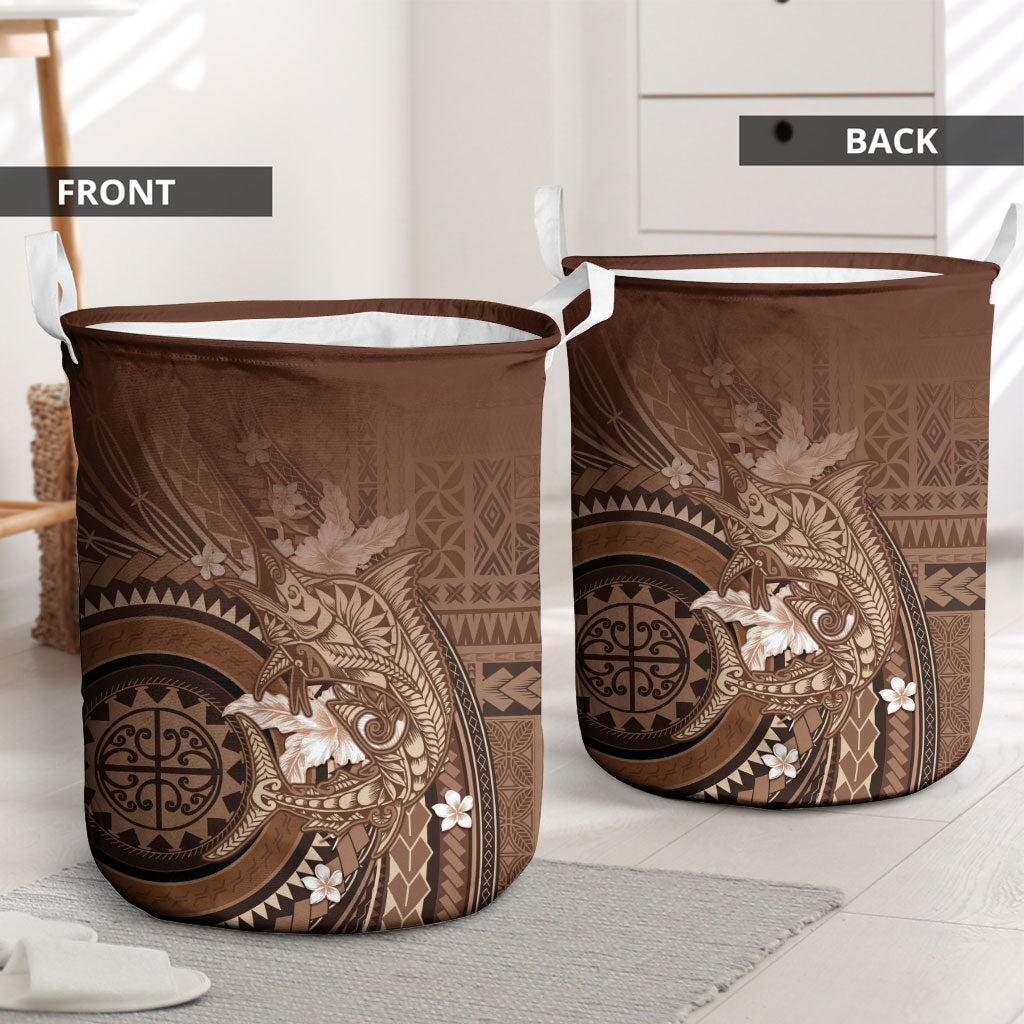 Samoa Tatau Marlin Laundry Basket With Siapo Motifs Brown LT05 - Polynesian Pride