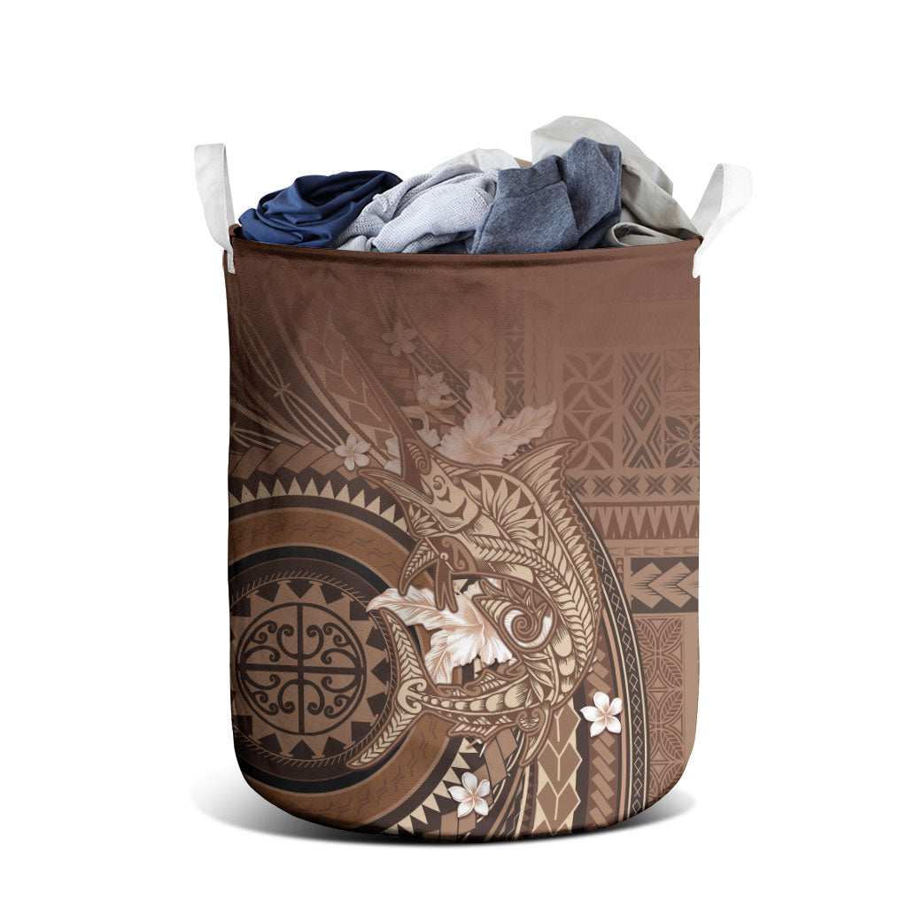 Samoa Tatau Marlin Laundry Basket With Siapo Motifs Brown LT05 - Polynesian Pride