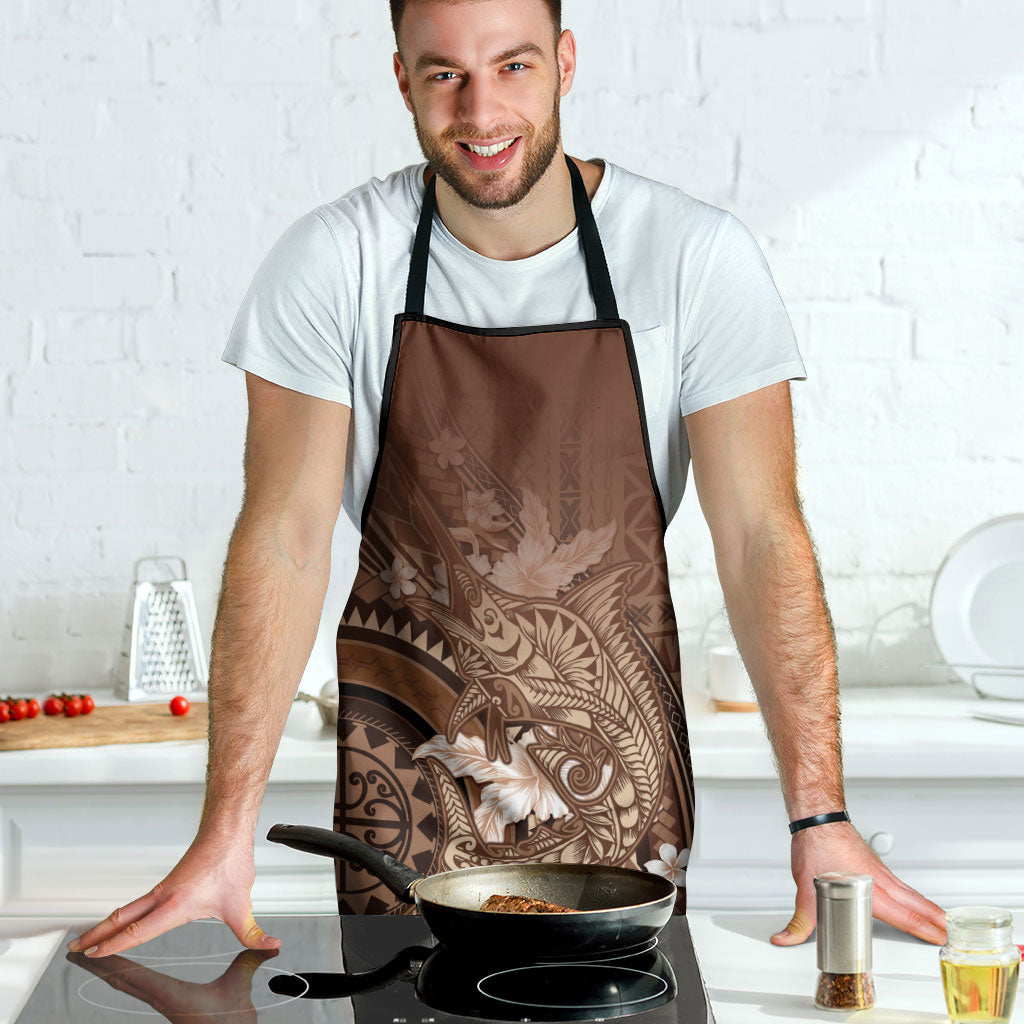 Samoa Tatau Marlin Apron With Siapo Motifs Brown LT05 - Polynesian Pride